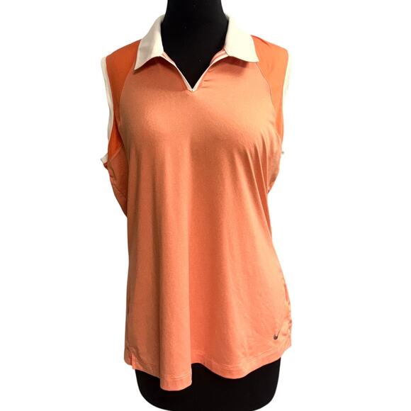 Nike Dri-FIT Golf Sleeveless Polo Tank Women’s XL Coral / White EUC - Picture 1 of 8
